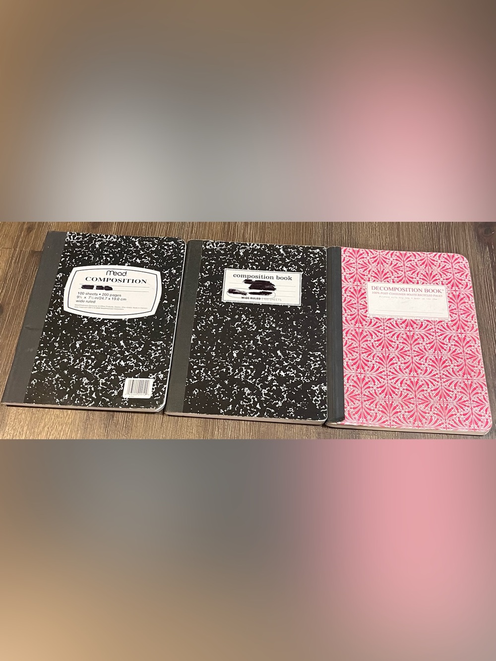 Target Composition Notebooks - Black & Pink Covers